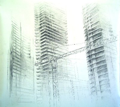 Potsdamer Platz, Graphitzeichnung